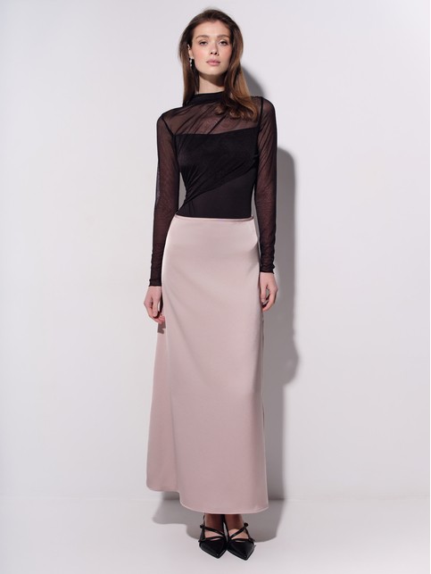 Юбка-макси из плотного сатина с матовым блеском LU 3389