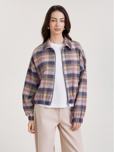 Рубашка на молнии из фланели в клетку LJ 3660 - купить в интернет-магазине Conte