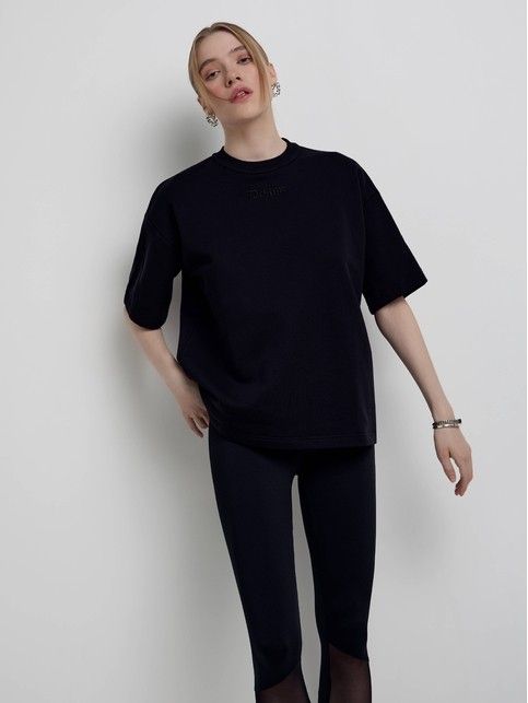 Удлиненная футболка из футера c вышивкой «Destiny» LD 2289