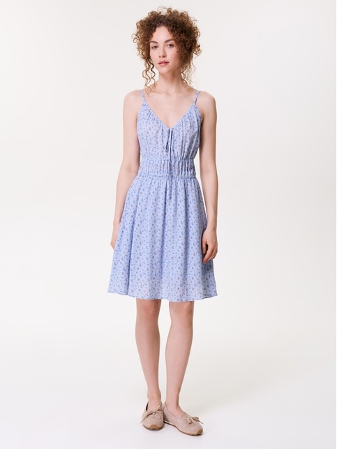 Платье в цветочек на бретелях с жатым эффектом LSF 3816 - купить в интернет-магазине Conte