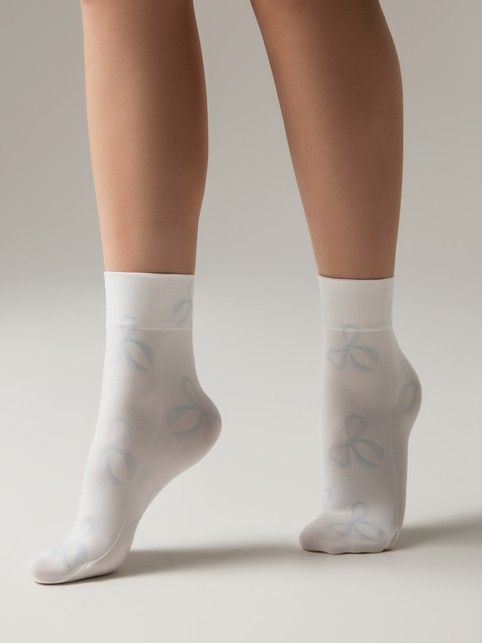 Плотные носки с рисунком «Голубые бантики» - купить в интернет-магазине Conte