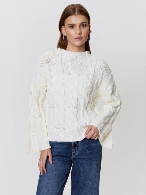 Джемпер с «косами» и разрезами на рукавах из пряжи с шерстью LDK 24134