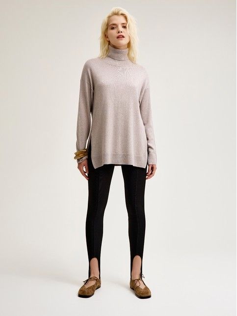 Джемпер с отложным воротником-стойкой и разрезами по бокам LDK 24109