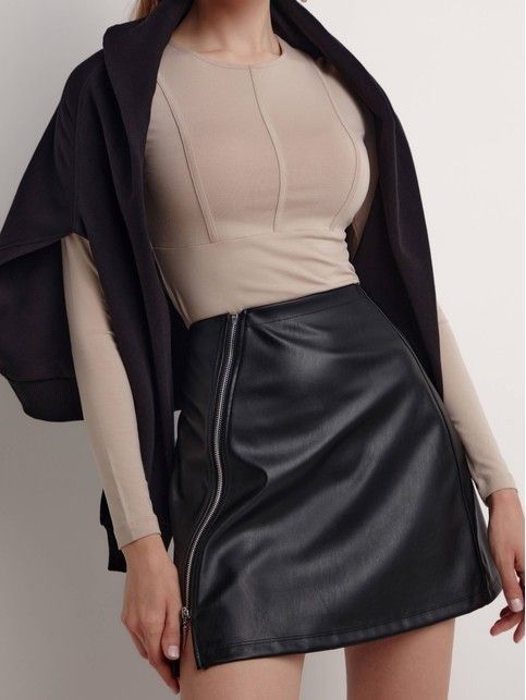 Mini-юбка из экокожи на ассиметричной молнии LU 1816