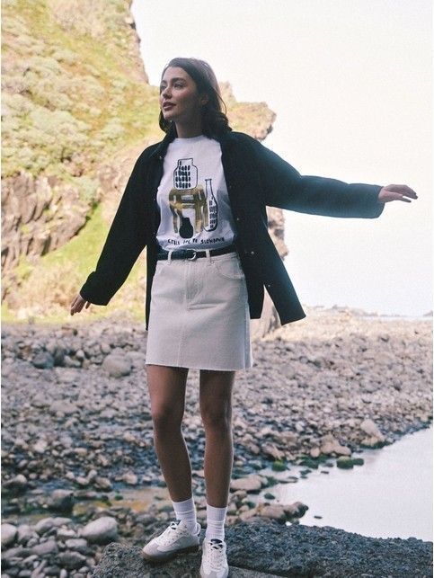 Джинсовая юбка А-силуэта с необработанным краем CON-627