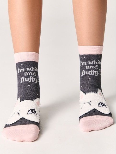 Хлопковые носки TIP-TOP с пушистым рисунком "Котик"