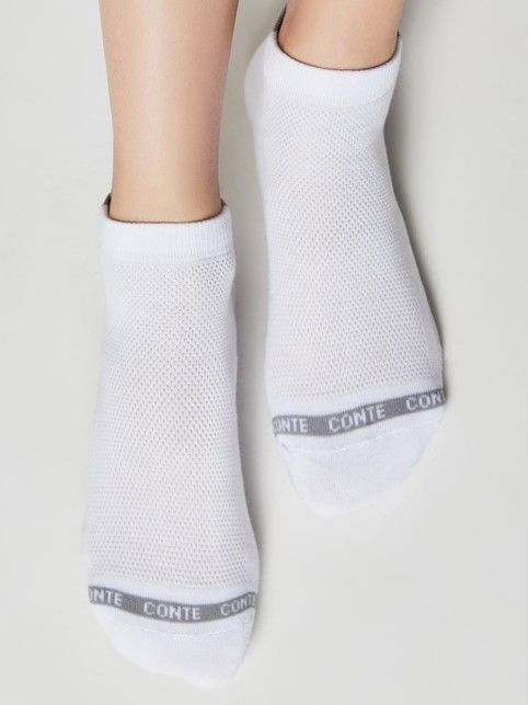 Короткие носки из хлопка с рисунком "сетка" и махровой стопой