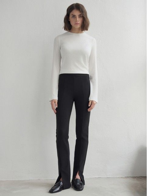 Брюки с высокой посадкой и разрезами по центру низа LBK 2505