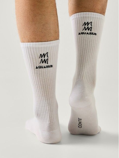 Удлинённые хлопковые носки с вышивкой «Водолей»