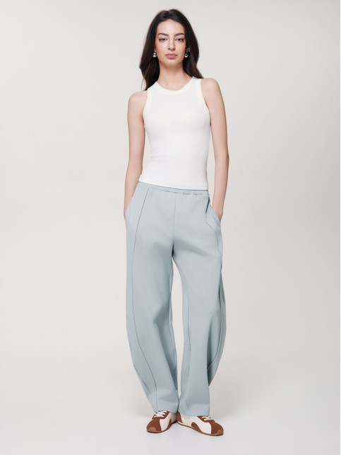 Свободные брюки с карманами из футера-пике LBK 3461 - купить в интернет-магазине Conte