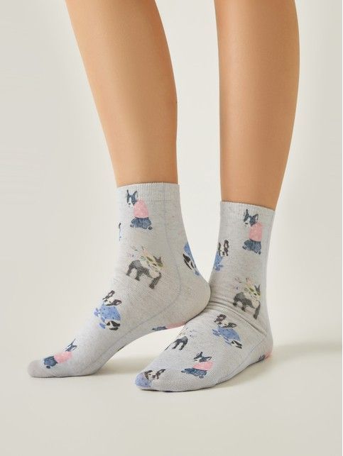 Носки со льном из лимитированной коллекции BEST FRIENDS «Французский бульдог»