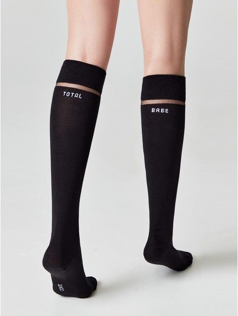 Гольфы из хлопка со вставками из мелкой сетки «Total babe»