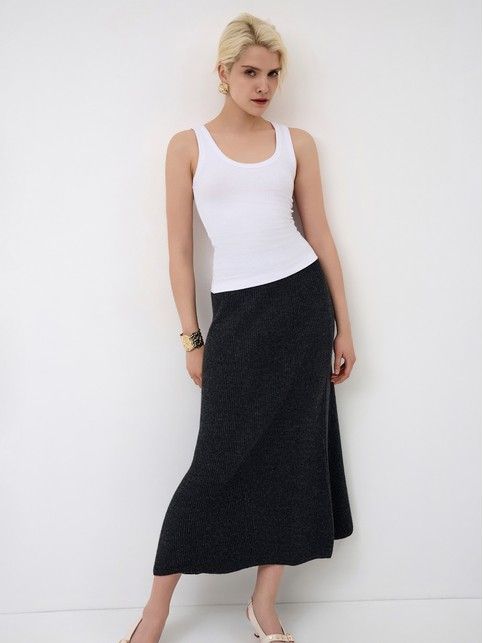 Юбка-midi из пряжи с шерстью LDK 24128