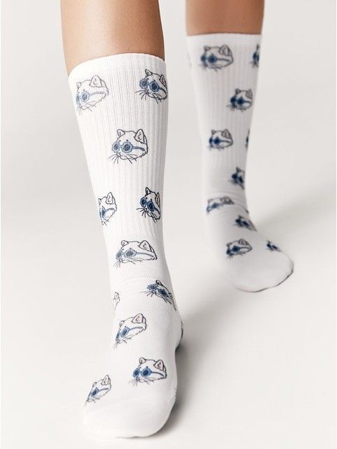 Удлиненные носки из лимитированной коллекции с рисунком «Stylish cat»