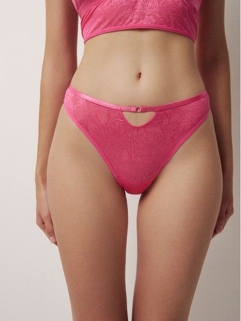 Трусы «бразилиано» из сетки с цветочным рисунком и фигурным вырезом спереди FLORAL TATTOO LBE 2872