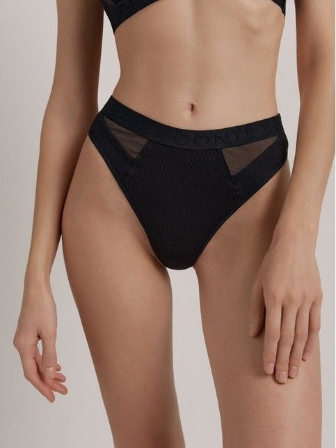 Трусы «бразилиана» из хлопка в рубчик и эластичной сеточки RIB WITH MESH LBR 2496