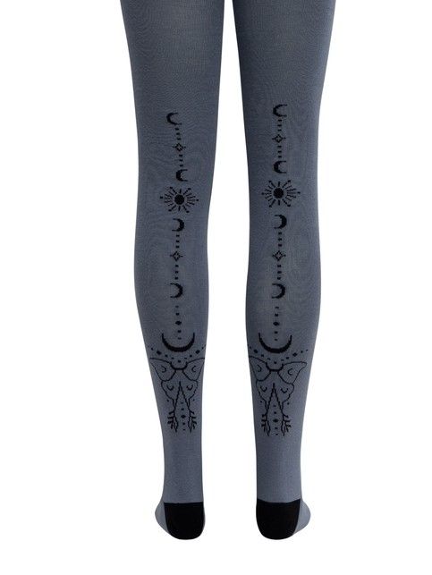 Хлопковые колготки темно серые TIP-TOP с рисунком "луна"