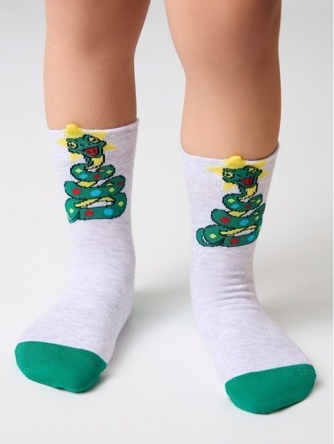 Новогодние детские носки с пикотом «Змейка»