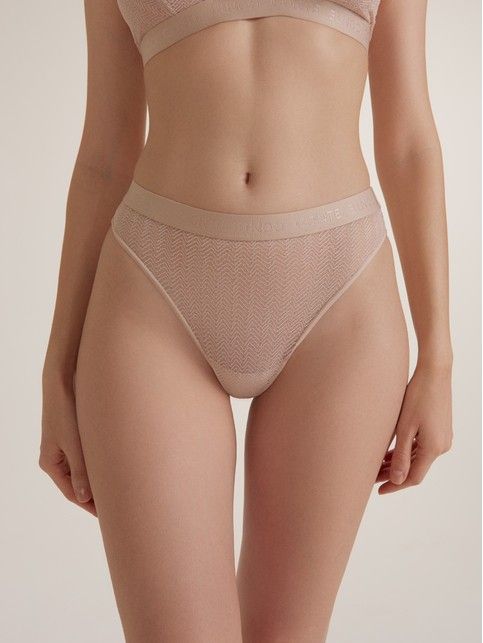 Трусы «бразилиано» на высокой посадке из сетки с узором «зигзаг» WAVE LBR 3011