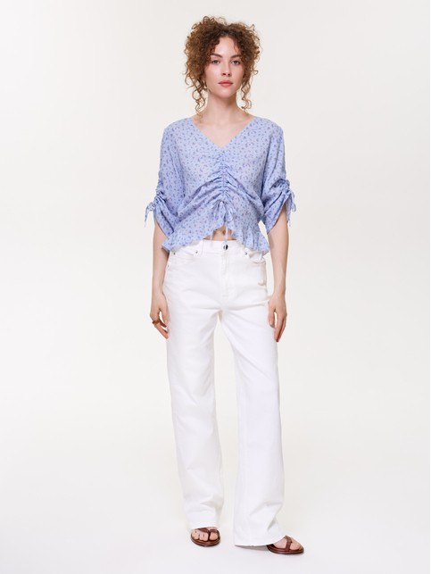 Блуза в цветочек с фигурной баской из вискозы LBL 3831 - купить в интернет-магазине Conte