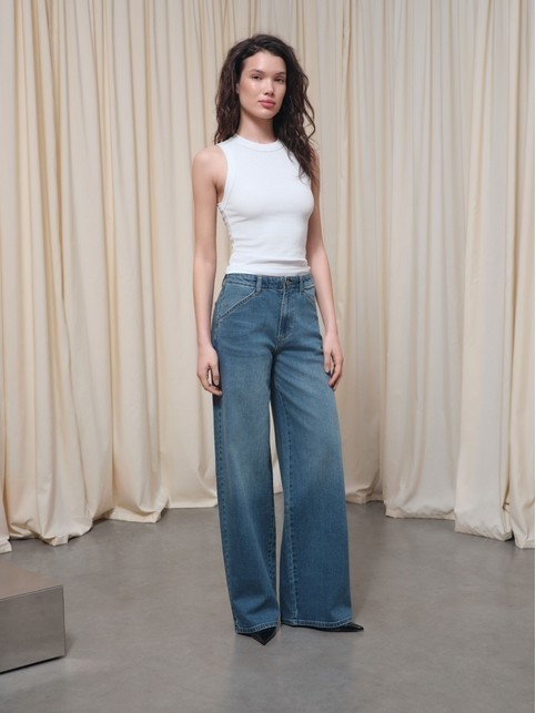 Джинсы wide leg ULTRA-LONG с талиевыми вытачками по спинке CON-806