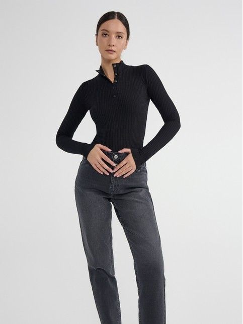 Боди в рубчик из вискозы с планкой на кнопках LBD 2791