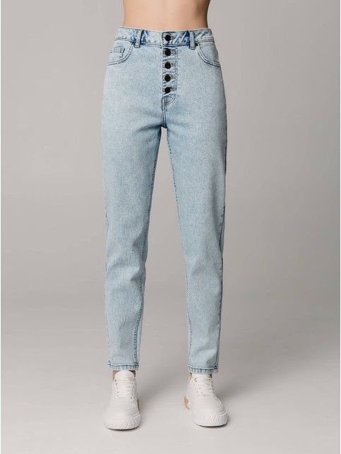 Джинсы mom оксидной варки на пуговицах CON-539