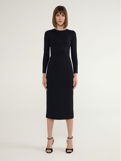 Платье из плотного эластичного полотна со шнуровкой по переду LPL 2921