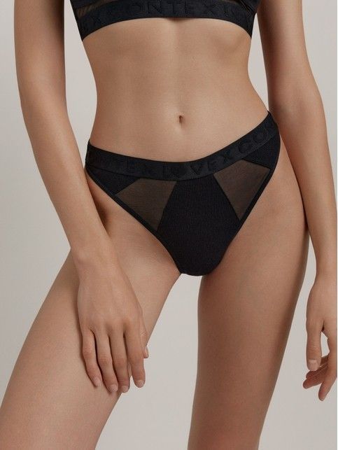 Трусы «бразилиана» из хлопка в рубчик и эластичной сеточки RIB WITH MESH LBR 2497