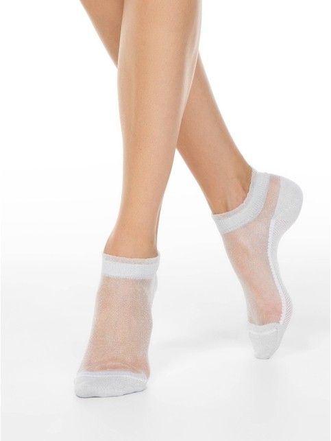 Короткие прозрачные носки с люрексом