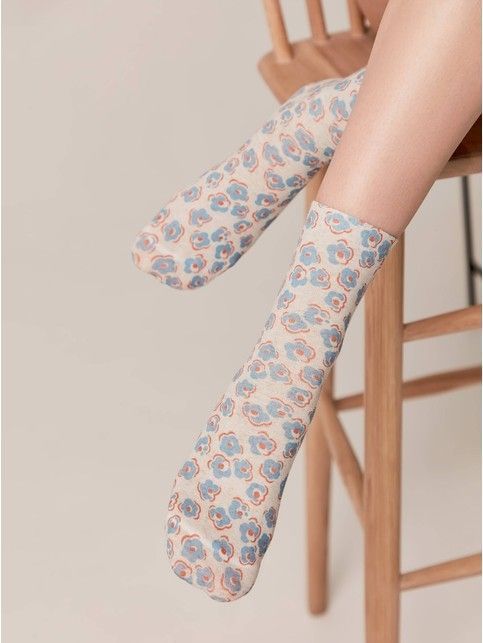 Носки из хлопка и льна «Blue flowers»