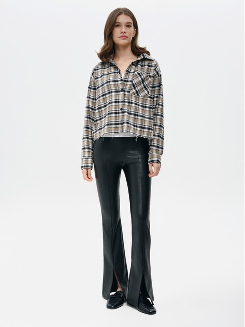 Укороченная рубашка в клетку с необработанным краем LRU 3504