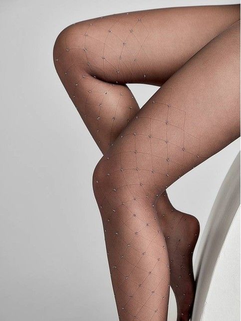 Колготки женские с рисунком «ромбы» и горошком из люрекса LUSSO цвета графит