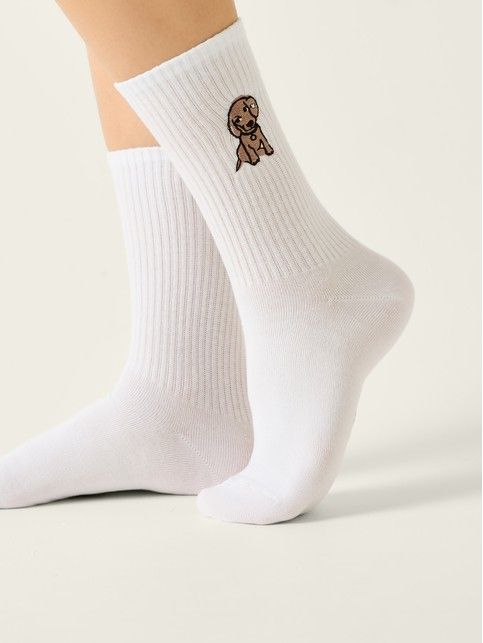 Хлопковые носки с вышивкой «Такса» из лимитированной коллекции BEST FRIENDS