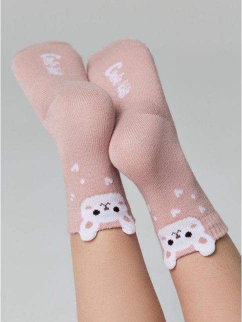 Пепельно-розовые носки из хлопка с декоративным 3D-пикотом “Rabbit”