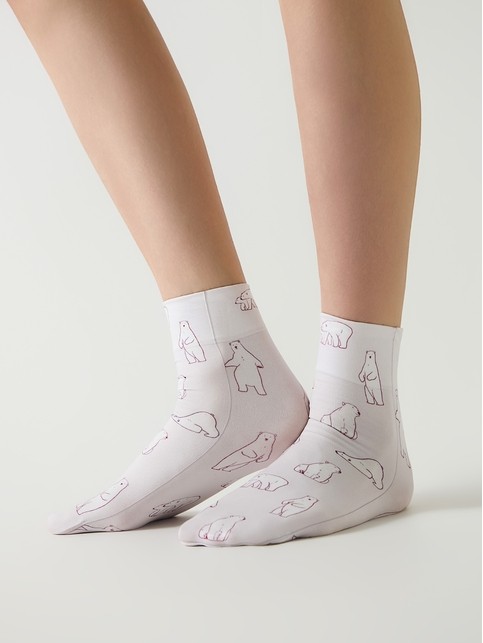 Плотные носки с рисунком «Белые мишки»