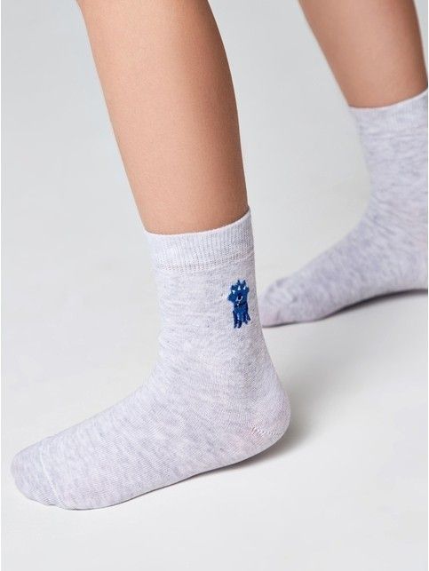 Однотонные носки из хлопка с вышивкой, модель 515