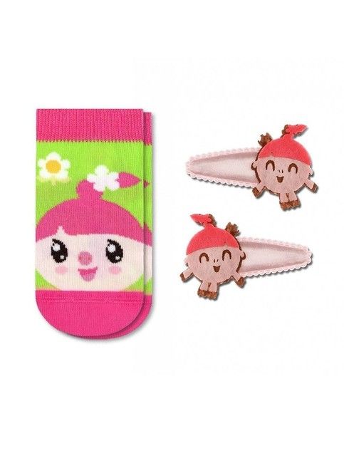 Хлопковые носки малышарики "Нюшенька" (с заколками для волос)