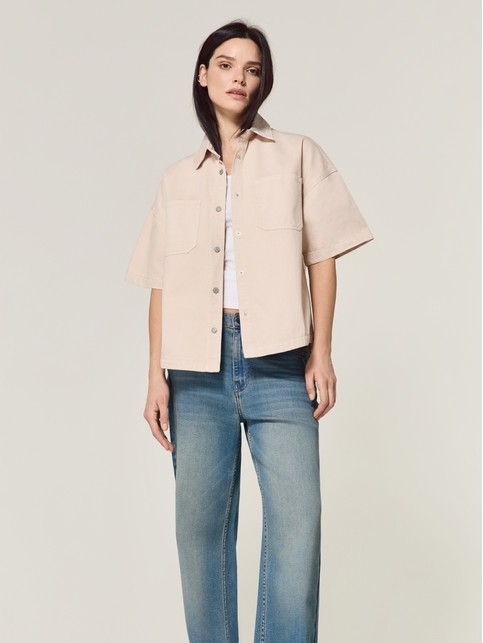 Джинсовая ветровка бежевого цвета с укороченными рукавами CON-926 - купить в интернет-магазине Conte