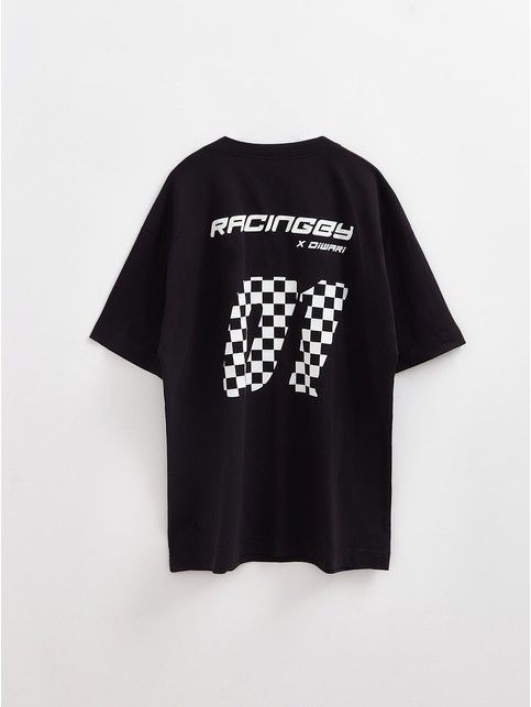 Удлиненная oversize-футболка из хлопка RACINGBYxDIWARI MD 3134