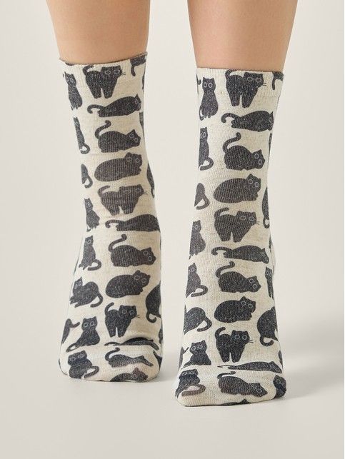 Носки со льном из лимитированной коллекции BEST FRIENDS «Чёрный кот»