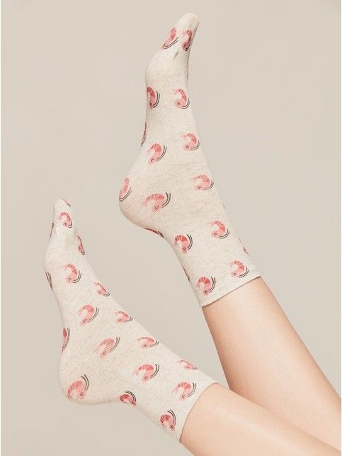 Носки с принтом из смесовой пряжи с хлопком и льном «Sea»