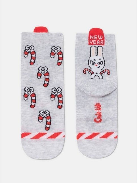 Новогодние детские носки с рисунком «Карамельные тросточки»