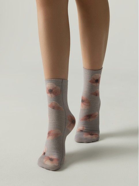 Носки из пряжи со льном «Маки» - купить в интернет-магазине Conte