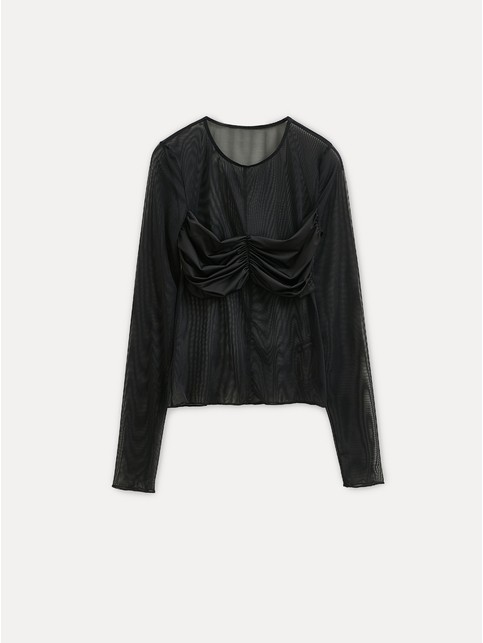 Лонгслив из сетки с драпировкой «бандо» LD 3409