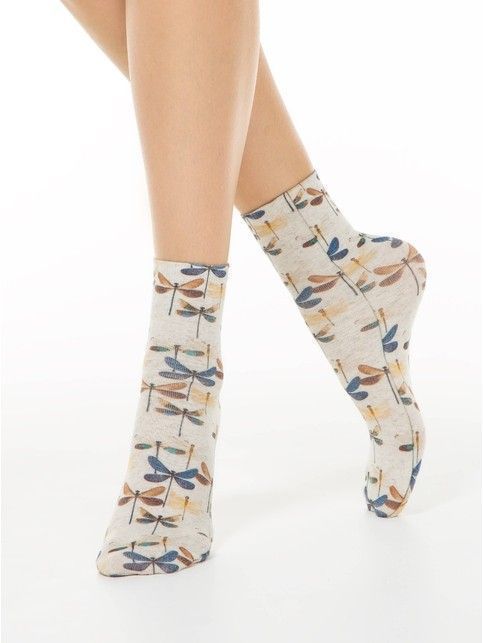 Носки с принтом из хлопка и льна, модель 259