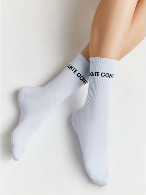 Удлиненные носки из хлопка в рубчик с надписью «CONTE»