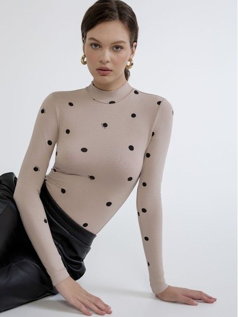 Боди из визкозы в крупный горошек LBD 2900