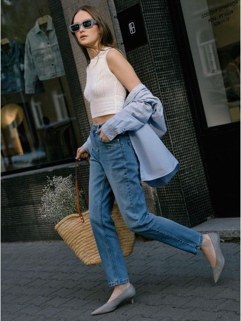 Джинсы mom классической варки с термопечатью CON-564