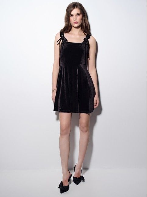 Платье из велюра с корсетным лифом на бретелях LPL 3328